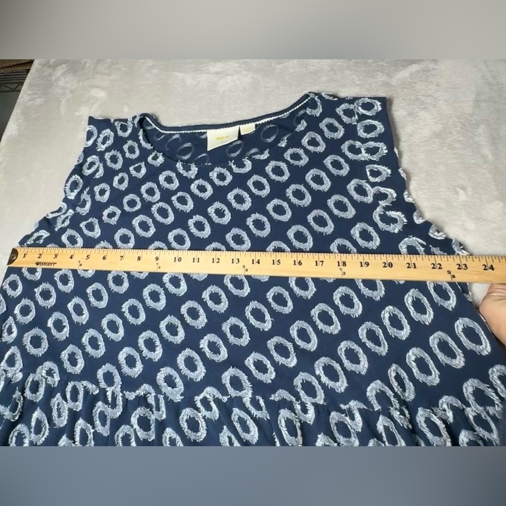 Anthropologie Maeve Lisanne Textured Polka Dot Navy Blue White Tunic Dress XL - Picture 11 of 16